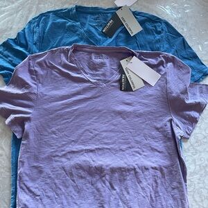 Bundle of 2 Kenneth Cole Reaction Men’s V-Neck Shirts (Purple & Blue)